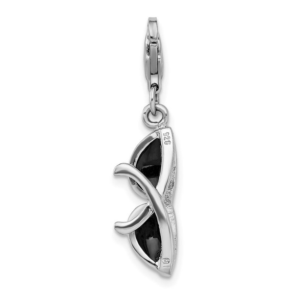 925 Sterling Silver Polished 3-D Enameled Sunglass Bracelet Charm Lobster Clasp - Picture 3 of 3